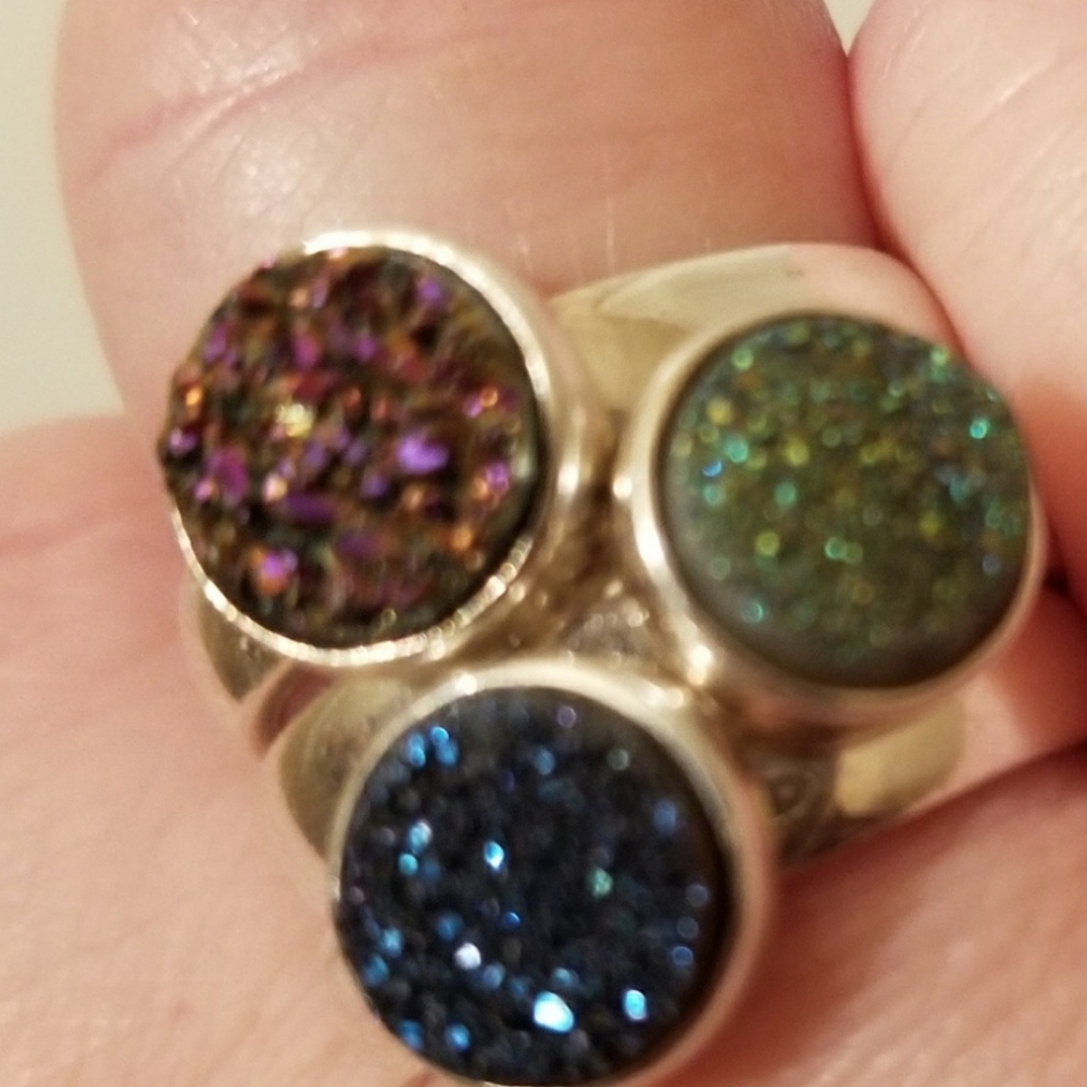 Druzy Quartz & Sterling Silver ring - Picture 2 of 11